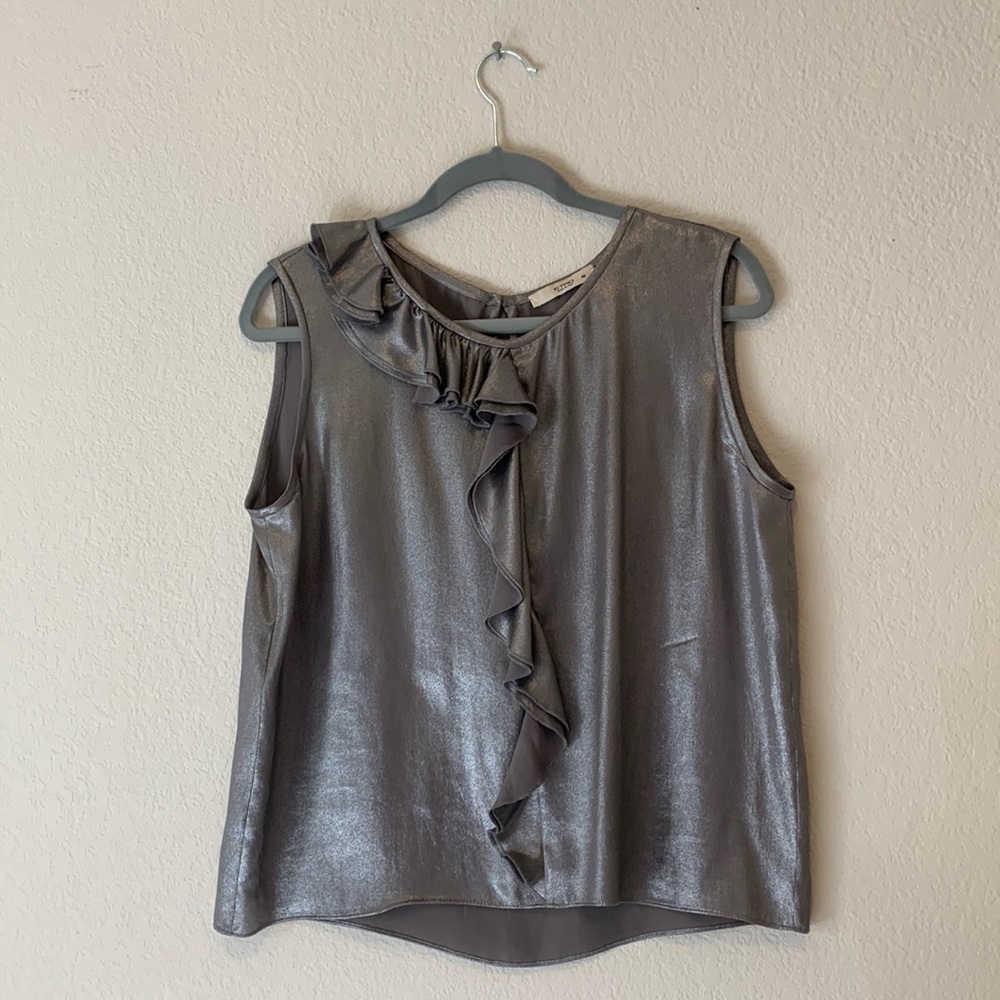 Women's Etro Silver Silk Sleeveless Blouse Top Size 46